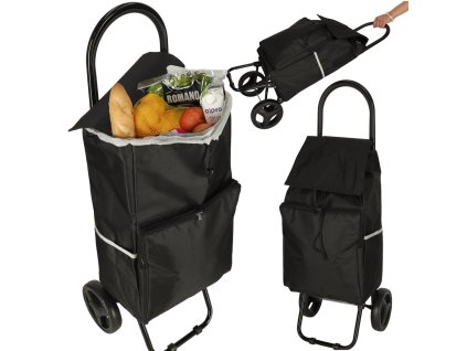 Wozek torba na zakupy na kolkach ze stelazem 95cm czarny 172656