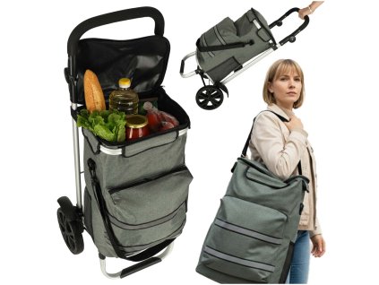 Wozek torba na zakupy na kolkach ze stelazem 100cm szary 178410