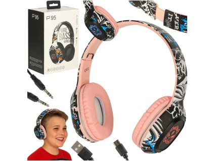 Sluchawki bezprzewodowe nauszne Bluetooth Gaming Sport rozowe 174152