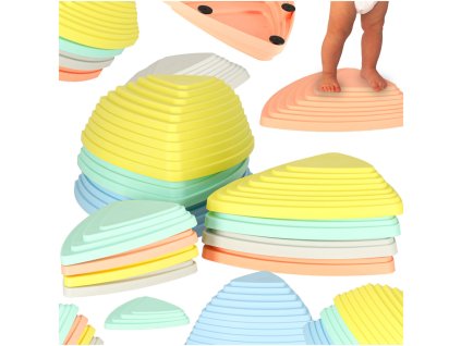 Sciezka sensoryczna kamienie rzeczne do treningu rownowagi podloga to lawa gra 11 elementow pastelowa 172090