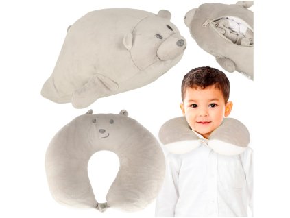 Poduszka podrozna 2w1 rogal pod kark do samolotu samochodu maskotka mis 168201