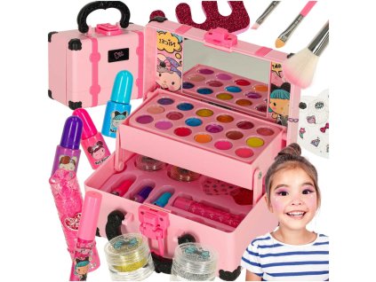 Kuferek zestaw kosmetykow do makijazu i paznokci makeup kosmetyki cienie lakiery walizka 172299