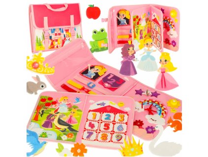 Tablica manipulacyjna sensoryczna montessori walizka plecak rozowa 171486