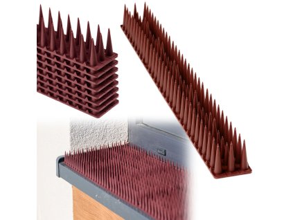 Kolce na golebie listwa na ptaki odstaszacz plastikowe geste brazowe 8el 43 cm 168254