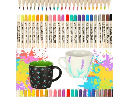 Markery akrylowe do tkanin kamieni pisaki flamastry mazaki wodoodporne DIY 24 szt 167770