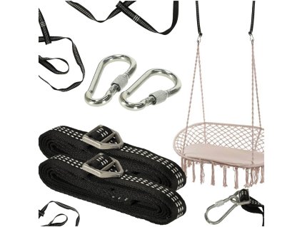 Zestaw do montazu mocowania hustawki uchwyt do hamaka pas karabinczyk 300kg 170958