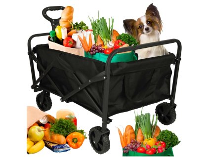 Wozek transportowy na zakupy plazowy skladany turystyczny obracany 360 teleskopowy uchwyt 170694