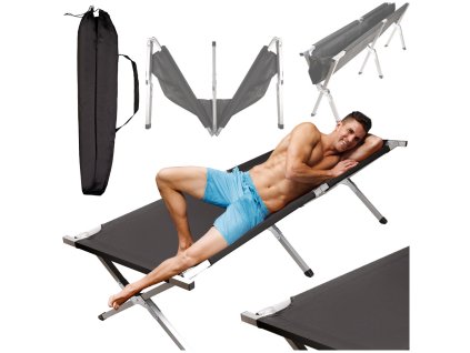 Lozko polowe skladane turystyczne kanadyjka czarne 150kg 170976