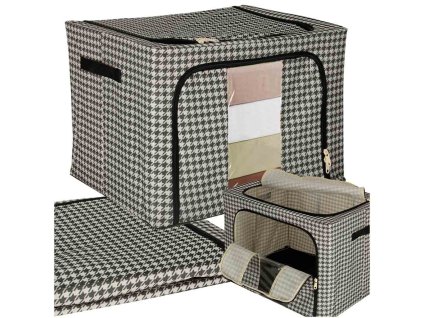 Organizer na posciel do szafy ze stelazem bialy czarny 100L 162925