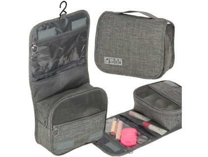Kosmetyczka podrozna wiszaca skladana szara 162349