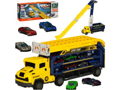 Tor wyscigowy samochodowy laweta transporter 6 el zolty 161964