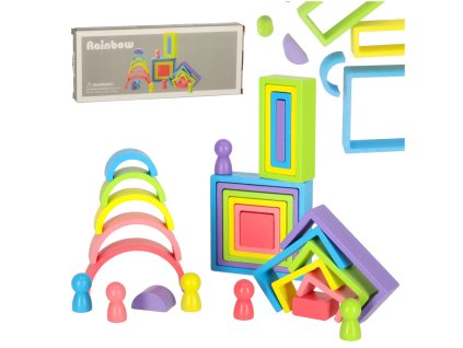 Klocki drewniane edukacyjne ukladanka tecza puzzle montessori tecza kolorowe 159864