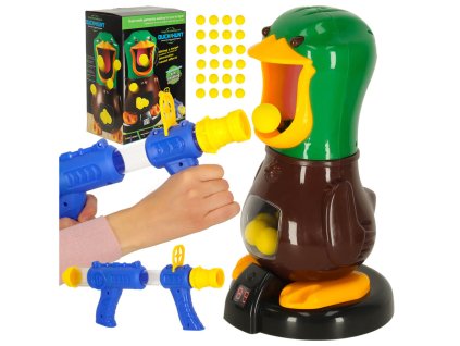 Glodna kaczka XL strzelanie do celu gra zrecznosciowa zestaw 2 pistolety kulki LED 161404