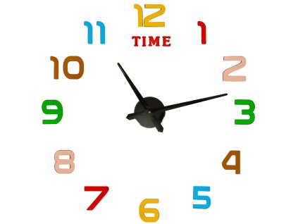 Zegar scienny naklejany 12 cyfr 80 90 cm czarne wskazowki kolorowy 157391