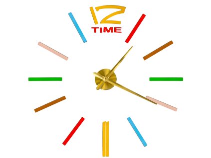 Zegar scienny naklejany 1 cyfra 100 120 cm zlote wskazowki kolorowy 157394