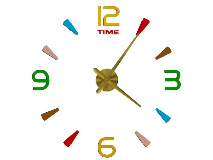 Zegar scienny naklejany 4 cyfry 80 90 cm zolte wskazowki kolorowy 157397