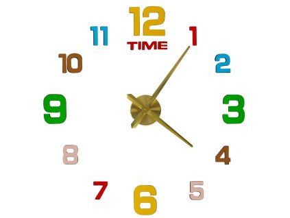 Zegar scienny naklejany 12 cyfr 80 90 cm zolte wskazowki kolorowy 157400