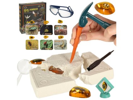 Zestaw naukowy edukacyjny archeologiczny wykopaliska owady w bursztynie 159787