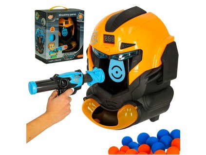 Gra zrecznosciowa robot kask strzelanie do celu pistolet kulki celownik 160504