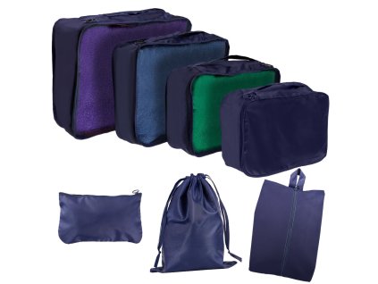 Organizery do walizki zestaw podrozny 7 sztuk akcesoria do przechowywania ubran torby wodoodporne worek na buty granatowy 157420