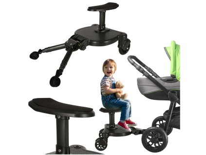 Dostawka do wozka z siedziskiem dla dziecka uniwersalna czarna 178513