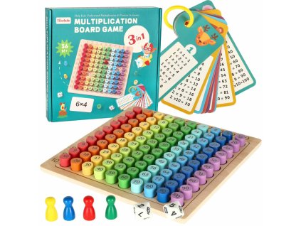 Zabawka edukacyjna tabliczka mnozenia drewniana kolorowe koleczka 158499