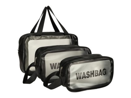 Kosmetyczka zestaw organizery do walizki 3 sztuki przezroczyste czarne 148427