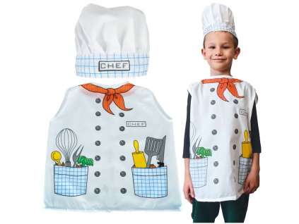 Kostium stroj karnawalowy przebranie szef kuchni fartuch czapka szefa kuchni zestaw 3 8 lat 165077