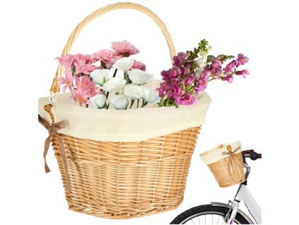 Kosz wiklinowy RALLEX na rower kosz przedni pleciony wklad click bialy 168699