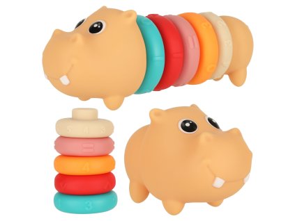 Hipopotam klocki sensoryczne edukacyjne miekkie ukladanka dopasowywanie 158334