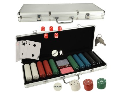 Poker zestaw do gry w walizce 500 zetonow 2 talie kart 158341