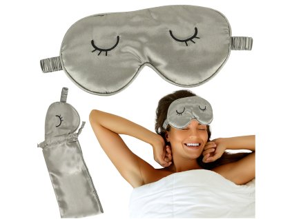 Opaska na oczy maska do spania w pokrowcu szara 174257