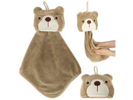 Recznik reczniczek do rak dla dzieci do przedszkola 42x25cm brazowy mis 158374