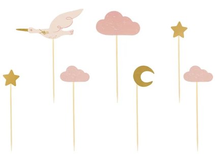 Dekoracje do muffinek babeczek Bocian 11cm 12cm 7 sztuk 132325