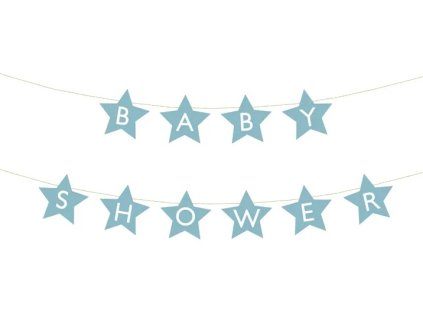 Baner napis na baby shower gwiazdki jasnoniebieskie 290cm x 16 5cm 132303