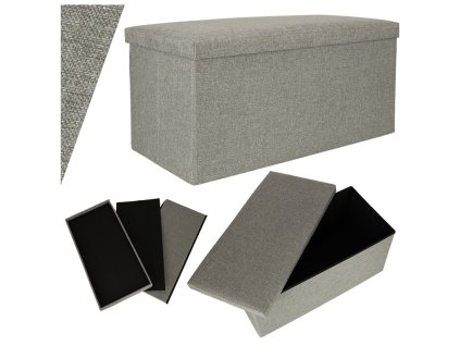 Puf skladany ze schowkiem szary duzy 76x38x38cm 158427