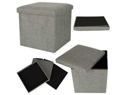 Puf skladany ze schowkiem szary 38x38x38cm 158429