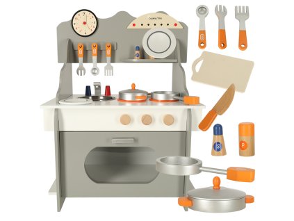 Kuchnia dla dzieci drewniana MDF piekarnik garnki akcesoria 70cm 164370