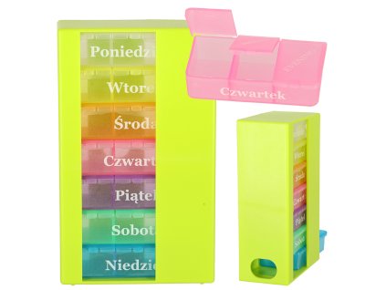 Pojemnik organizer kasetka pudelko na tabletki leki tygodniowy 7 dni stojacy 134377