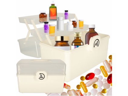 Pojemnik na leki organizer pudelko apteczka 34 x 19 x 22 5 cm 166122