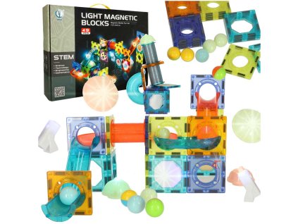 Klocki magnetyczne marble tor kulkowy swiecacy 49 elementow 168766