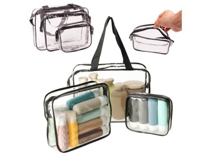 Kosmetyczka przezroczysta transparentna podrozna organizer do samolotu 3 sztuki 166096