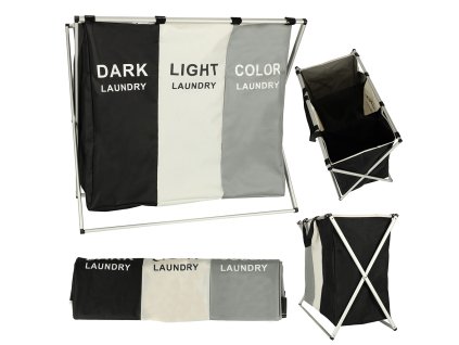 Kosz na pranie segregacja organizer 3 komory 135l 134628