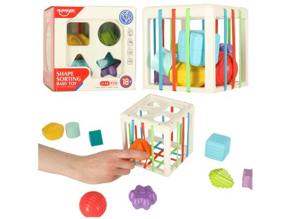 Kostka elastyczna sensoryczna ukladanka wtykana klocki kwadrat z sorterem ksztaltow 134456