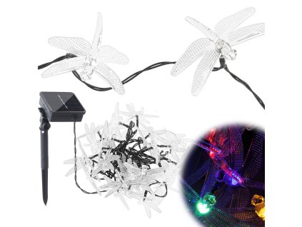 Lampki ogrodowe solarne wazki 6 5m 30LED multikolor 158431