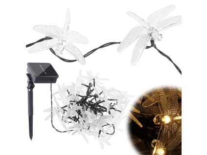 Lampki ogrodowe solarne wazki 6 5m 30LED cieply bialy 158430