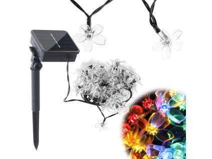 Lampki ogrodowe solarne kwiatki 7m 50LED multikolor 147976