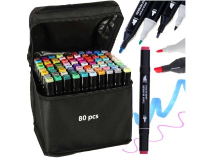 Markery dwustronne alkoholowe w etui 80 podstawka 141457