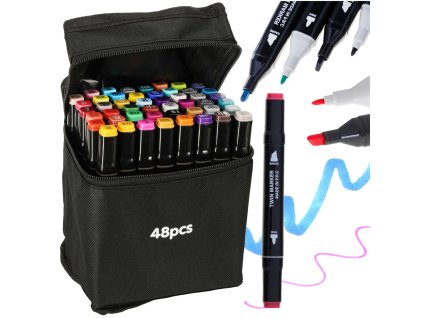 Markery dwustronne alkoholowe w etui 48 podstawka 141456