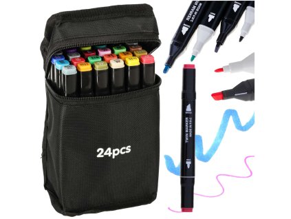 Markery dwustronne alkoholowe w etui 24 podstawka 141455